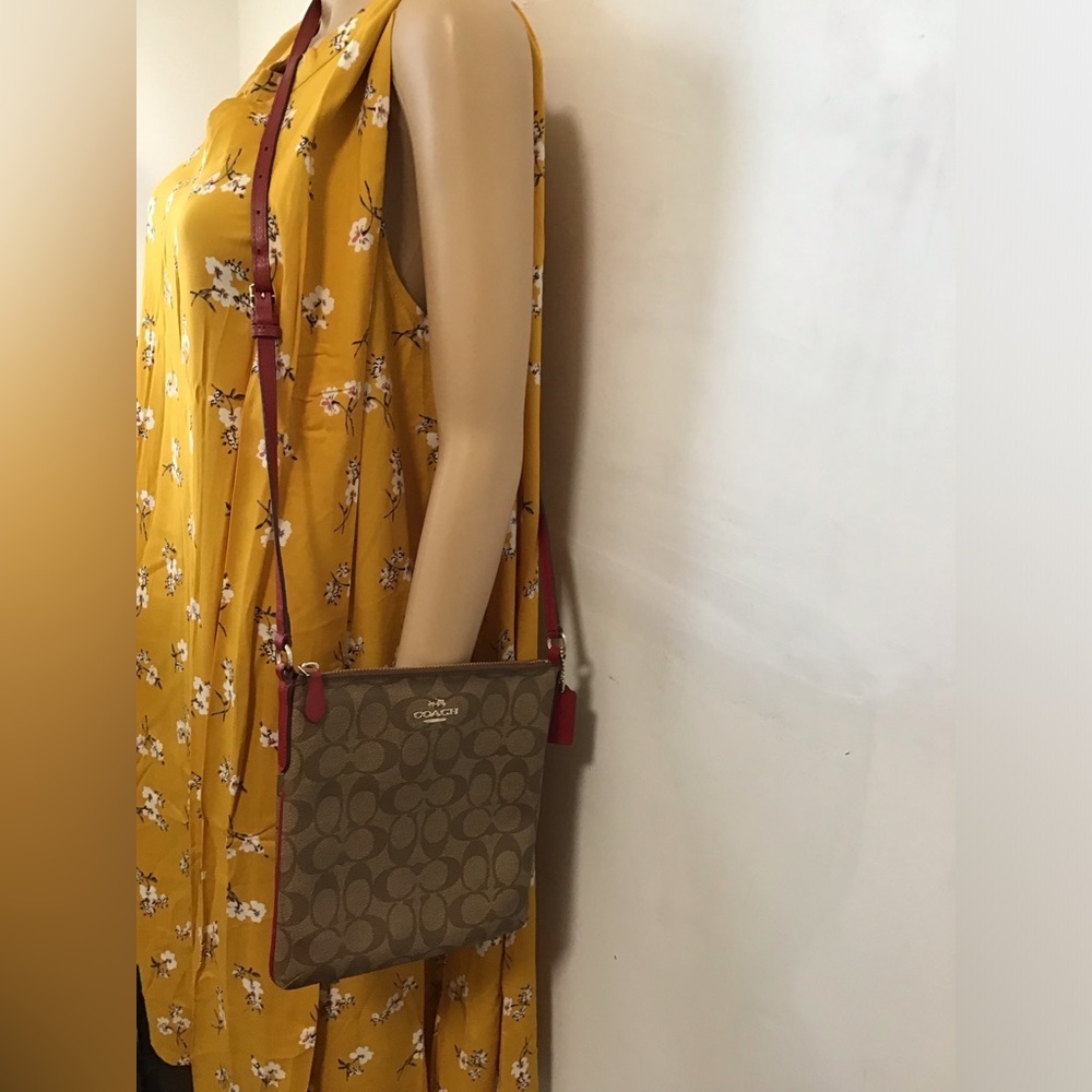 Authentic Coach Signature Canvas  North South Crossbody Shoulder Bag - Picture 4 of 16